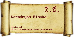 Kormányos Bianka névjegykártya