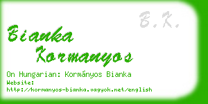bianka kormanyos business card